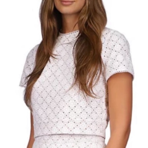 Michael Kors White Crop-Delicate eyelet detailing add a feminine finish - Picture 2 of 4